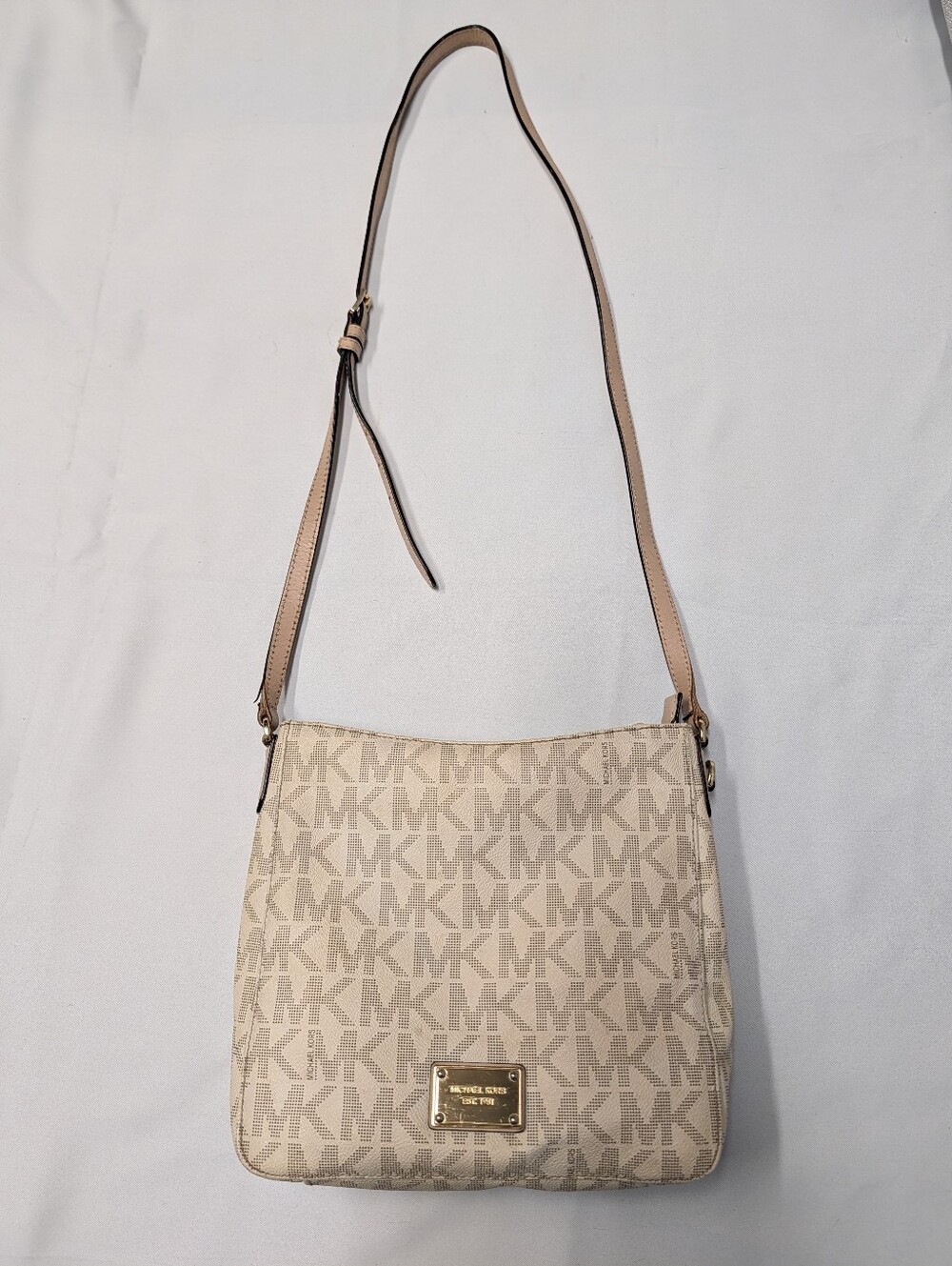Michael Kors Beige Signature Logo Crossbody Shoulder Bag